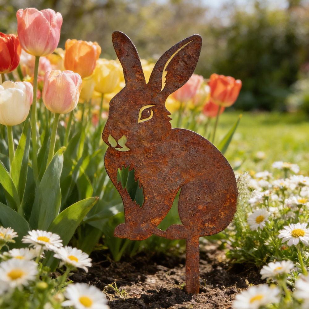 Terracotta Pot - Easter Bunny Metal Art Decor Garden