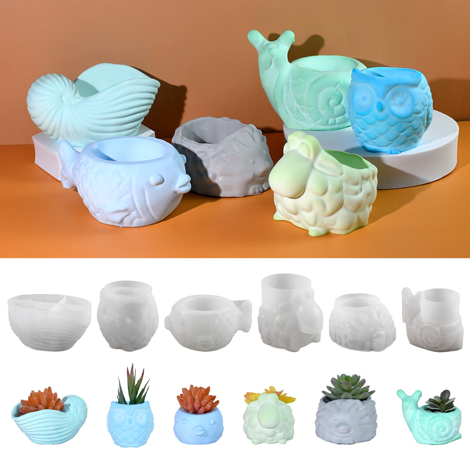 3D Animal Flower Pot Silicone  - Succulent Set ulasan dan harga
